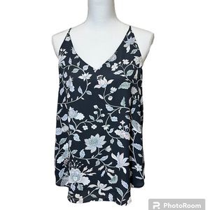 Loft Grey Floral Print Sleeveless Blouse Tank Top